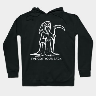 Grim reaper- I've got your back. funny sketch and quote Lettering Digital Illustration Hoodie